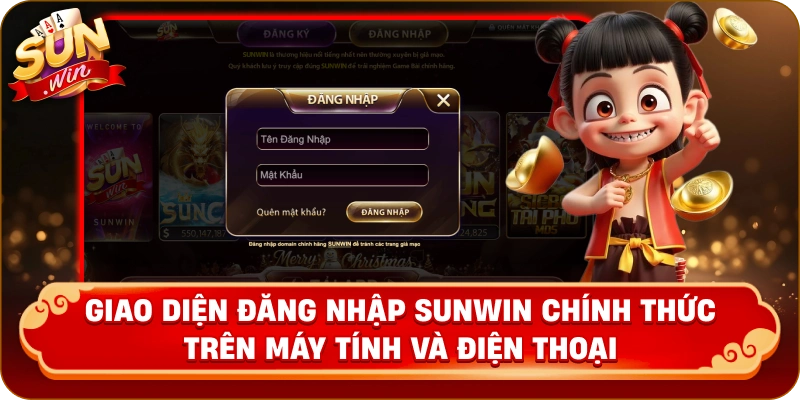 Giao diện đăng nhập Sunwin chính thức trên máy tính và điện thoại